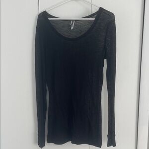 BKE Women’s XL Black Burnout Long Sleeve Top Crew Neck Casual Tee